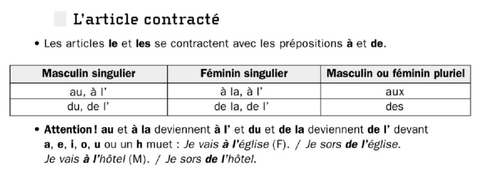 French grammar - Article contracte