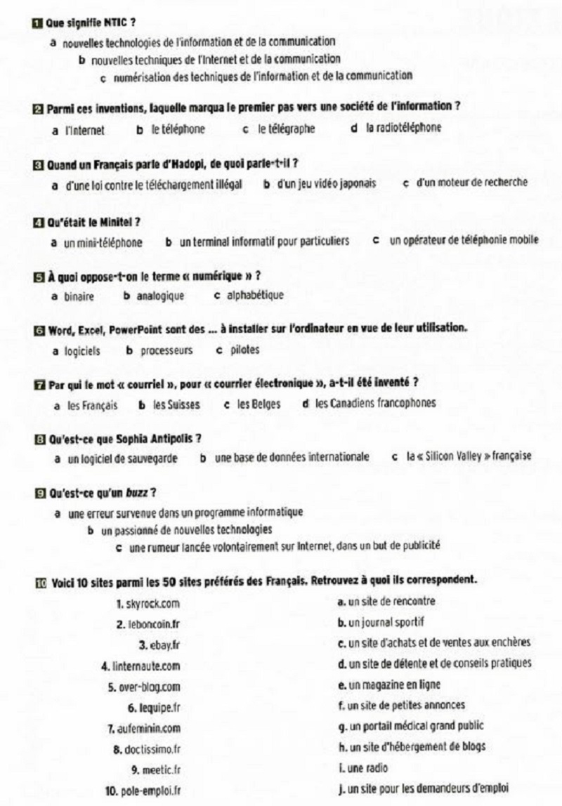 French tech vocabulary - Mini cultural and linguistic quiz - Online ...