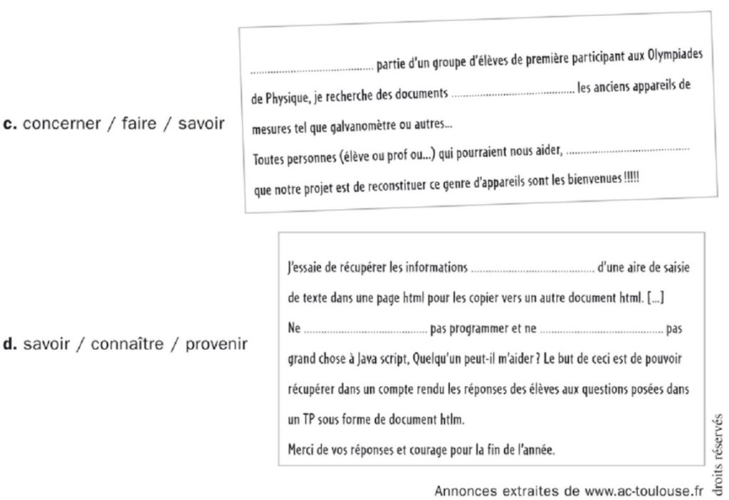 Participe present - gerondif  - Application in a message