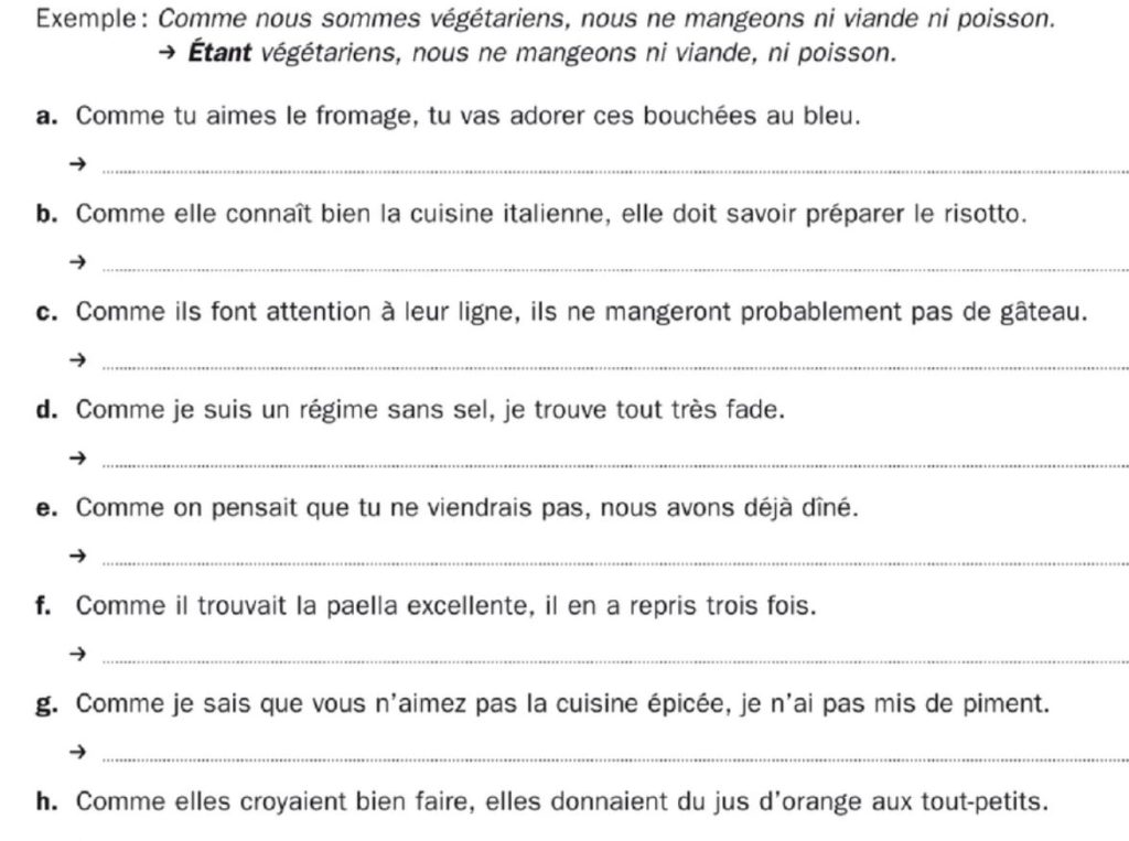 Participe present - gerondif EXERCISE