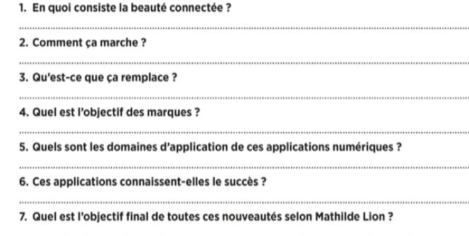 French texte question